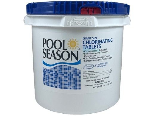 Pool Season Giant Size Chlorinating 3" Tablets | 25 Lb. Bucket | 12000187