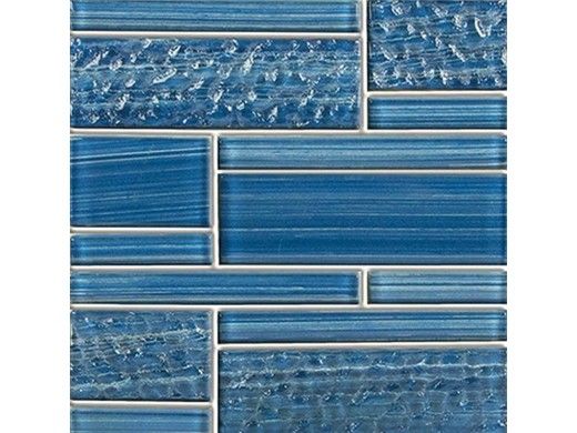 National Pool Tile Bamboo Glass Blend Random Tile | Atlantic Blue | CVKBGBR2
