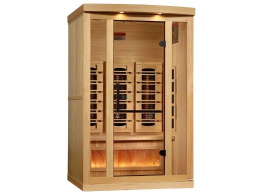 Golden Designs 2-Person Full Spectrum PureTech Near Zero EMF FAR Infrared Sauna with Himalayan Salt Bar | Hemlock | GDI-8020-03