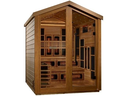 Golden Designs Kaskinen 6-Person Hybrid PureTech Full Spectrum IR or Traditional Stove Outdoor Sauna | Cedar | GDI-8526-01