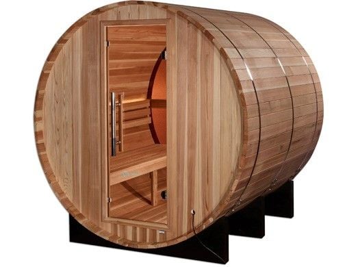 Golden Designs Zurich 4-Person Barrel Traditional Outdoor Sauna with Bronze Privacy View | Cedar | GDI-B024-01