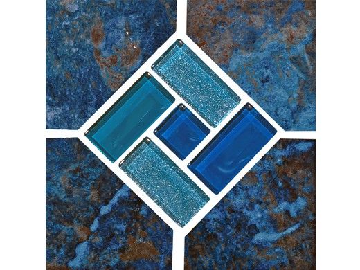 National Pool Tile Blue Seas 6x6 Series | Rustic Blue | SEA-RUSTIC DECO GL
