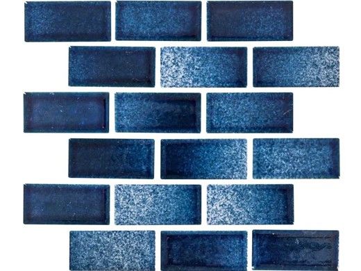 National Pool Tile Blended Brick 1x2 Series | Blue Mix | MASBBM1