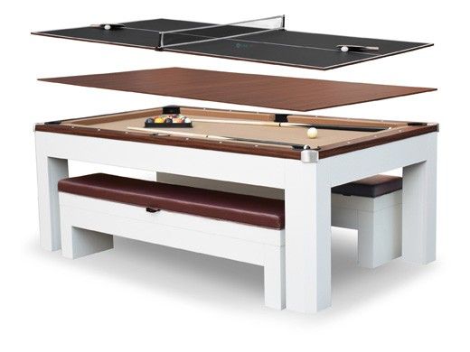 Hathaway Newport II 7-Ft. Pool Table Combo Set with Benches | White with Camel Felt | BG50378
