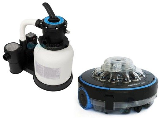 CaliMar® 12" Above Ground Pool Sand Filter with 0.3HP Single Speed Pump and Aquamoto Scrubo Zoom Cordless Robotic Pool Cleaner Kit | CMARITX12-AQM301000