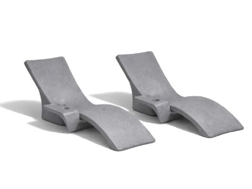Global Pool Products Lounge Chair with Connecting Table | Set of 2 | Gray | GPP-LFS-G