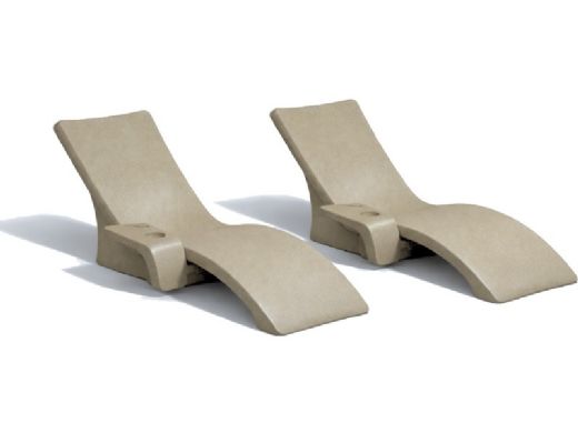 Global Pool Products Lounge Chair with Connecting Table | Set of 2 | Sandstone | GPP-LFS-S
