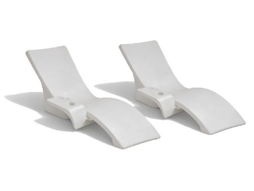 Global Pool Products Lounge Chair with Connecting Table | Set of 2 | White | GPP-LFS-W