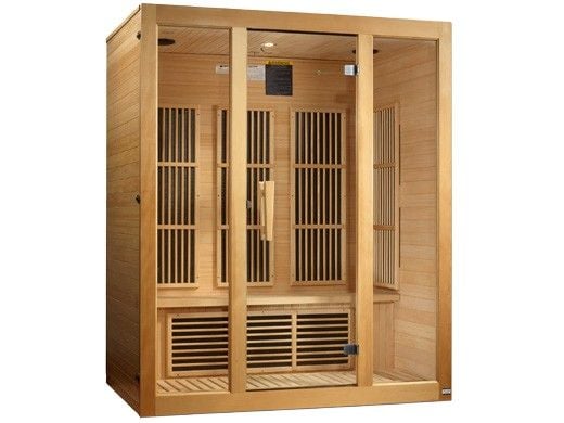 Golden Designs Maxxus Bellevue 3-Person Near Zero EMF FAR Infrared Carbon Sauna | Hemlock | MX-J306-01-ZF
