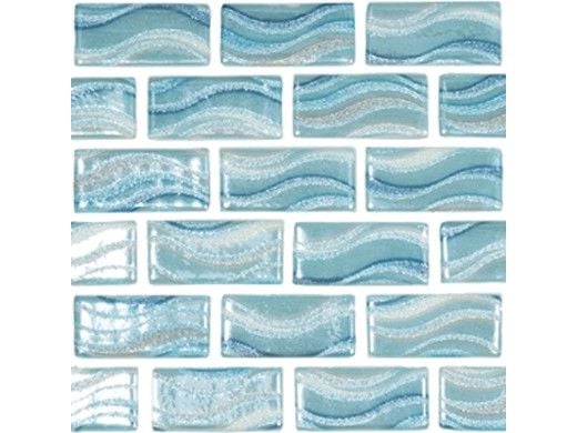 National Pool Tile Glacier Bay 1x2 Glass Tile | Sky Blue Blend | GLC-SKY1X2