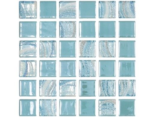 National Pool Tile Glacier Bay 1x1 Glass Tile | Sky Blue Blend | GLC-SKY