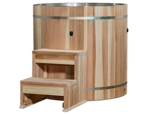 Golden Dynamic Cold Therapy Barrel Cold Plunge | 304 Stainless Steel with Pacific Cedar Exterior | Chiller Not Included | DCT-B-042-SSPC-34