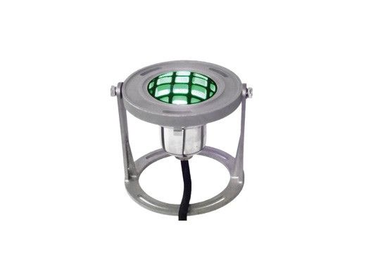 J&J Electronics ColorSplash RGB-W Cool White LED Underwater Fountain Small Luminaire | With Guard And Base | 120V 4W 50' Cord | LFF-S1CW-120-WG-WB-50 | 23032