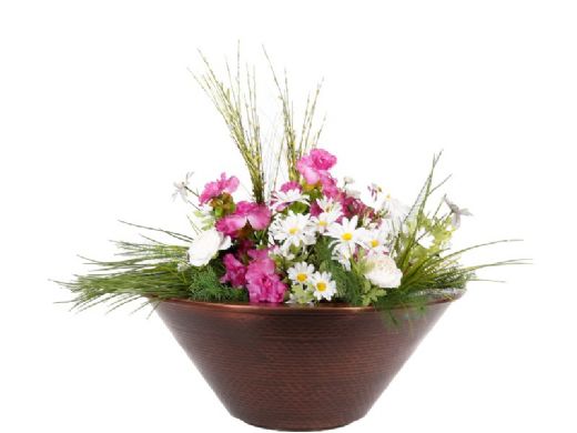 The Outdoor Plus 24" Round Cazo Planter Bowl | Hammered Patina Copper | OPT-R24CPO