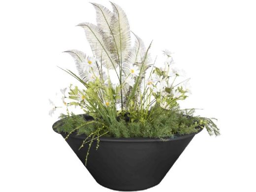 The Outdoor Plus 36" Round Cazo Planter Bowl | Powder-Coated Metal | Black | OPT-R36PCPO-BLK