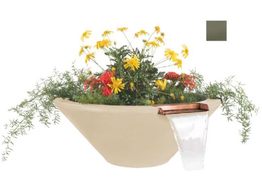 The Outdoor Plus 48" Round Cazo Planter & Water Bowl | GFRC Concrete | Ash | OPT-48RPW-ASH