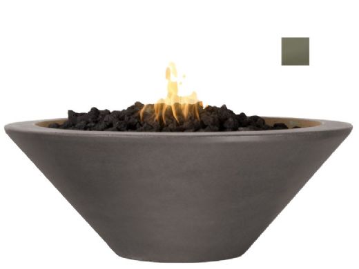 The Outdoor Plus 48" Round Cazo Fire Bowl | GFRC Concrete | Match Lit with Flame Sense - Liquid Propane | Ash | OPT-48RFOFSML-ASH-LP