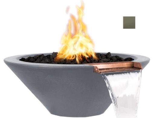 The Outdoor Plus 36" Round Cazo Fire & Water Bowl | GFRC Concrete | Match Lit - Liquid Propane | Ash | OPT-36RFW-ASH-LP