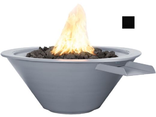 The Outdoor Plus 24" Round Cazo Fire & Water Bowl | Powder-Coated Metal | Match Lit with Flame Sense - Natural Gas | Black | OPT-R24PCFWFSML-BLK-NG