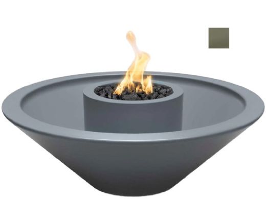 The Outdoor Plus 48" Round Cazo 360 Degree Spill Fire & Water Bowl | GFRC Concrete | Match Lit - Natural Gas | Ash | OPT-48CZFW360-ASH-NG