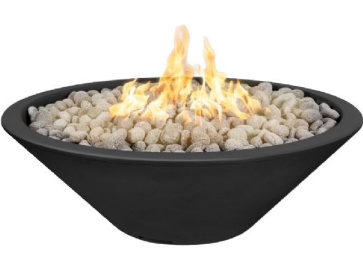 The Outdoor Plus 60" Round Cazo Fire Pit | Powder Coated Metal | Narrow Ledge | Low Voltage Electronic Ignition - Liquid Propane | Black | OPT-CZNLPC60E12V-BLK-LP