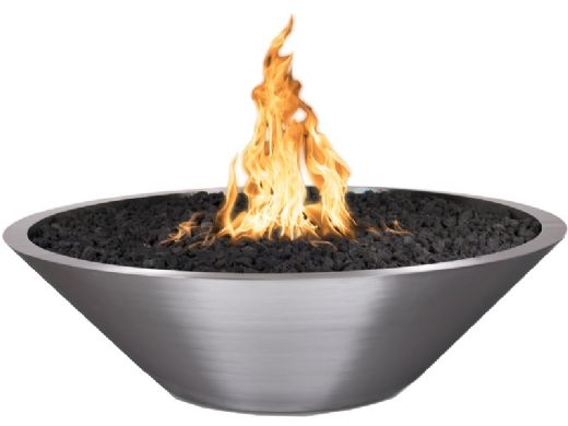 The Outdoor Plus 48" Round Cazo Fire Pit | Narrow Ledge | Low Voltage Electronic Ignition - Natural Gas | Stainless Steel | OPT-SS48FPE12V-NG