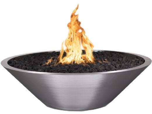 The Outdoor Plus 48" Round Cazo Fire Pit | Narrow Ledge | Plug and Play Electronic Ignition - Natural Gas | Stainless Steel | OPT-SS48FPEKIT-NG