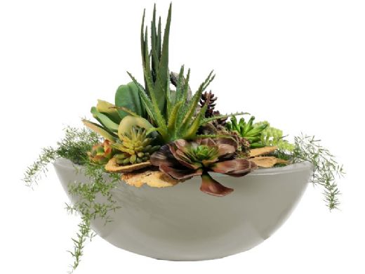 The Outdoor Plus 27" Round Sedona Planter Bowl | GFRC Concrete | Ash | OPT-27RP-ASH
