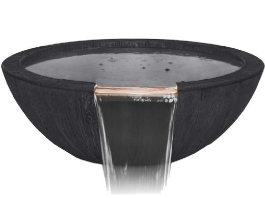 The Outdoor Plus 27" Round Sedona Water Bowl | GFRC Wood Grain | Ebony | OPT-27RWGWO-EBN