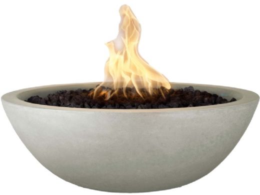 The Outdoor Plus 27" Round Sedona Fire Bowl | GFRC Concrete | Match Lit - Liquid Propane | Ash | OPT-27RFO-ASH-LP