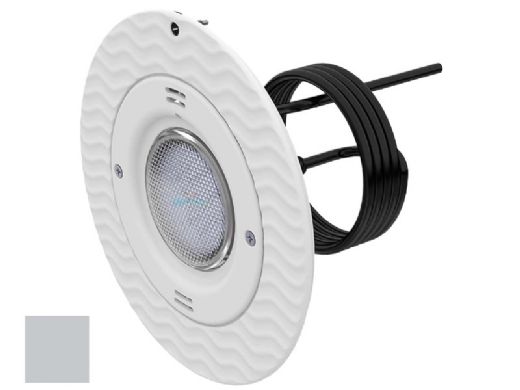 AquaStar Lite Star 20-Degree Adjustable Angle Blue LED Pool and Spa Light with Retrofit Adapter Kit for Large Light Niches | 12V 9W | Light Gray Face Plate | LS103-PN-BLUE