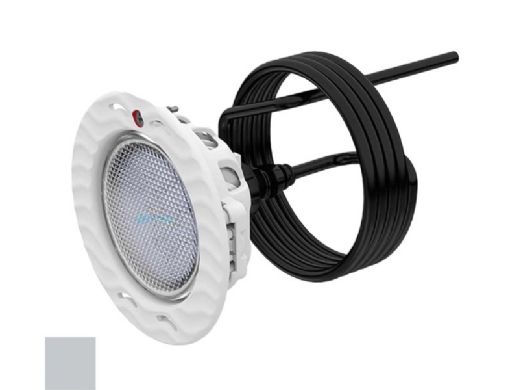 AquaStar Lite Star Adjustable Angle RGB + White LED Pool and Spa Light with Retrofit Adapter Kit for Small Light Niches | 12V 17W | Light Gray Face Plate | LS103-SN-MULTI