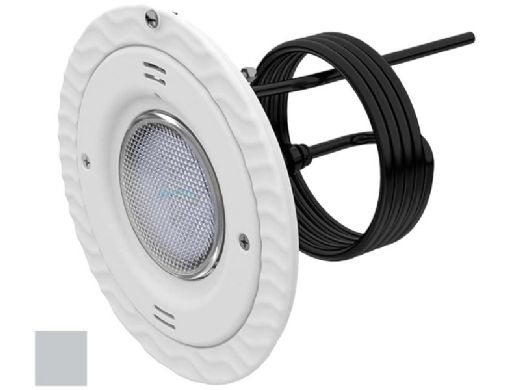 AquaStar Lite Star 20-Degree Adjustable Angle White LED Pool and Spa Light with Retrofit Adapter Kit for 8" SwimQuip Niches | 12V 9W | Light Gray Face Plate | LS103-SR-WHITE
