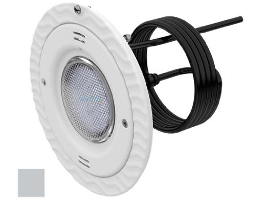 AquaStar Lite Star 20-Degree Adjustable Angle RGB + White LED Pool and Spa Light with Retrofit Adapter Kit for 8" SwimQuip Niches | 12V 17W | Light Gray Face Plate | LS103-SR-MULTI