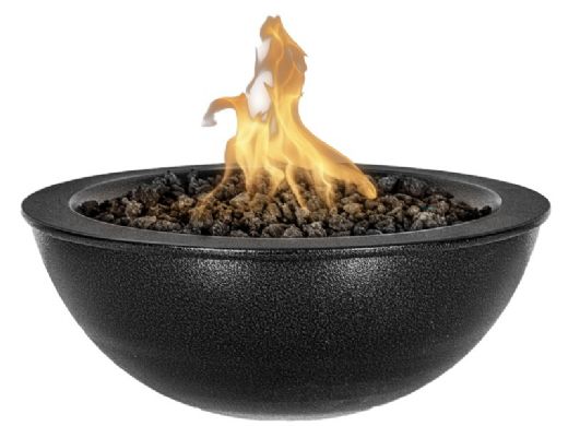 The Outdoor Plus 36" Round Sedona Fire Bowl | Powder Coated Metal | Match Lit with Flame Sense - Natural Gas | Black | OPT-36RPCFOFSML-BLK-NG