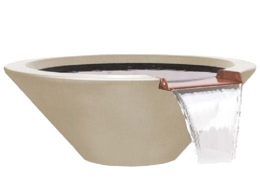 The Outdoor Plus 31" Round Cazo Water Bowl | GFRC Concrete | Vanilla | OPT-31RWO-VAN
