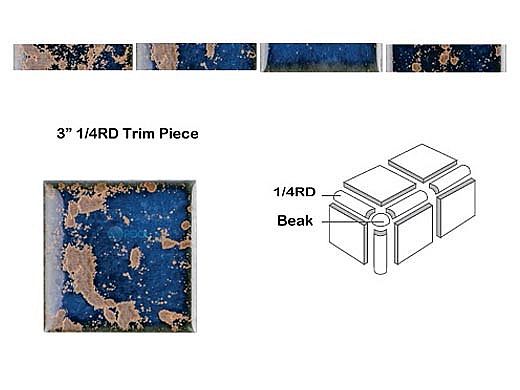 National Pool Tile Discovery Field 3" Trim | Terra Blue | DSF10N 1/4RD