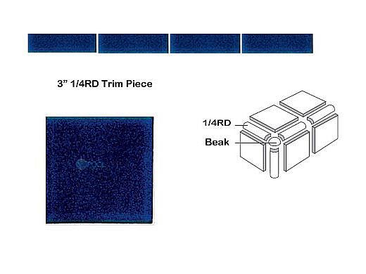 National Pool Tile Discovery Field 3x3 Trim | Cobalt Blue | DSF50N 1/4RD