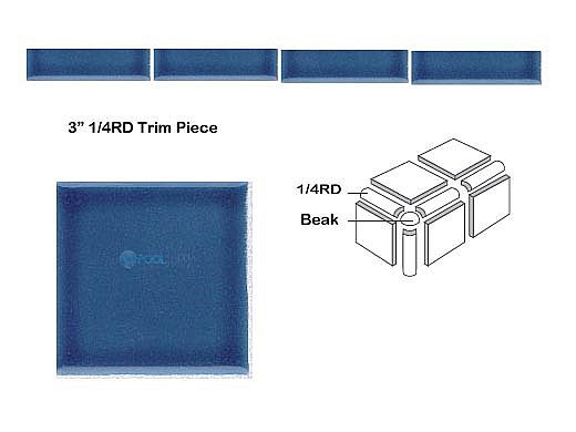 National Pool Tile Discovery Field 3x3 Trim | Caribbean Blue | DSF95N 1/4RD