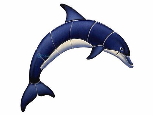 Ceramic Mosaic Blue Dolphin - A 36 inches x 25 inches | BD42-36