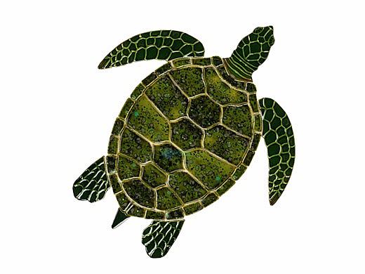 Ceramic Mosaic Green Sea Turtle | 35" x 29" | GT7-36
