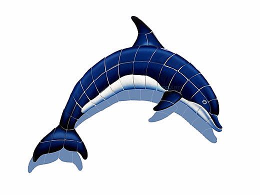 Ceramic Mosaic Blue Dolphin-A with Shadow | 37" x 26" | BD42-36/SH