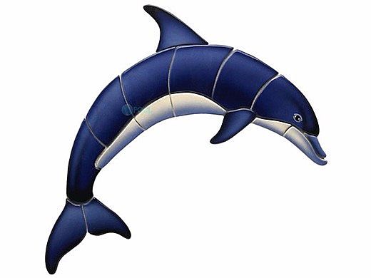 Ceramic Mosaic Blue Dolphin - A 52 inches x 36 inches | BD42-52