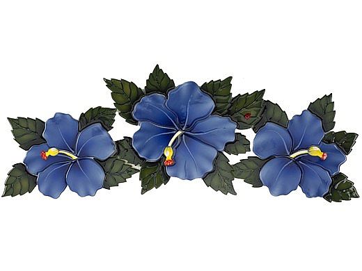 Ceramic Mosaic Hibiscus Flower Blue 27"x10" | HF74B