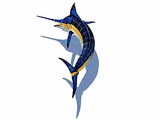 Ceramic Mosaic Marlin Reverse with Shadow 75 in x 43 in | M63R/SH