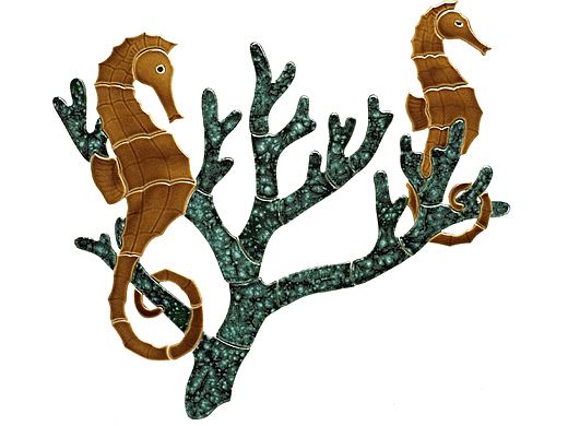 Ceramic Mosaic Seahorse Group 22 inches x 22 inches | SG18