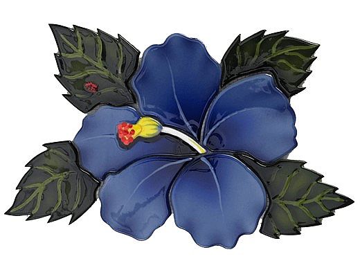 Ceramic Mosaic Hibiscus Single Flower Blue 7"x7" | SHF75B