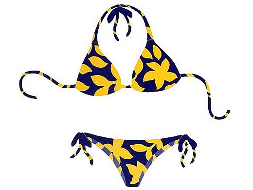 Porcelain Mosaic Floral Bikini | Yellow and Blue | PORC-FB34Y