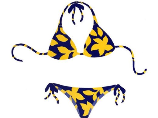 Porcelain Mosaic Floral Bikini | Yellow and Blue | PORC-FB34Y