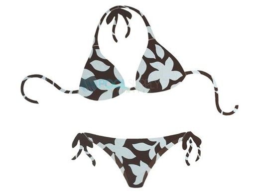 Porcelain Mosaic Floral Bikini | Brown and Blue | PORC-FB34B